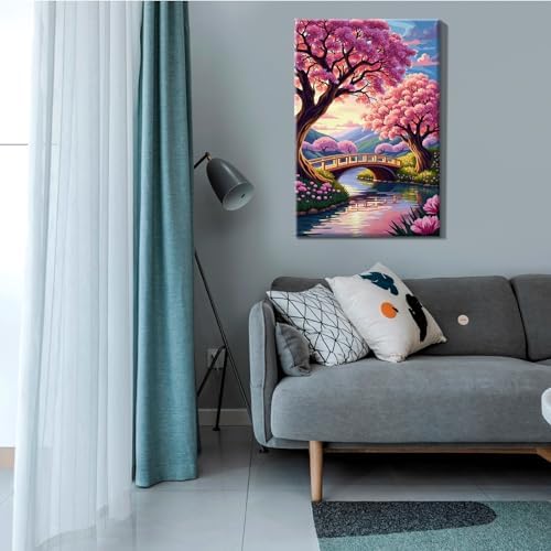 JOOZ 5D Landscape Paint by Numbers Kit for Adults with Frame, 8x12 Inch