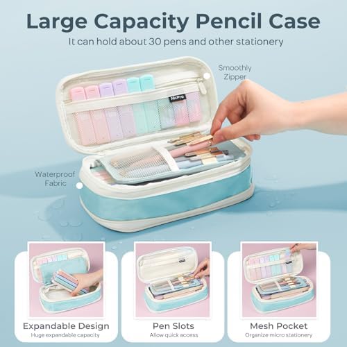Nicpro School Supplies with Cute Pencil Case, 39 PCS Blue