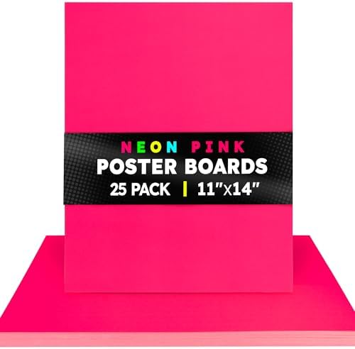 Hygloss Medium Poster Board 11x14 - 25 Neon Pink Single Color Bulk Pack - 10 Pt. Thickness Colored Poster Board Paper for Projects, Signs, Displays - Posterboard Multipack 11" x 14"