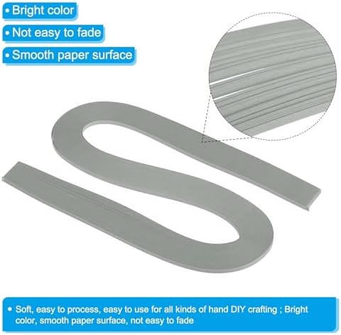 PATIKIL 240pcs Quilling Strips Paper 1/8"(3mm) 21"(54cm) Origami Paper Quilling Strip for Art DIY Hand Craft Christmas, Light Grey