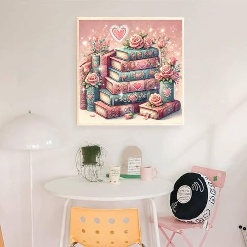 Dugsmgd Book Diamond Art Kits for Adults, Pink Diamond Painting 14x14in
