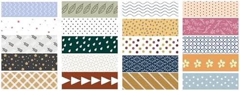 YUBBAEX 20 Rolls Basic Patterns Washi Tape Set Skinny Masking Creative Decorative Tapes, Designer's Selection (Collection 2-Enchantment)