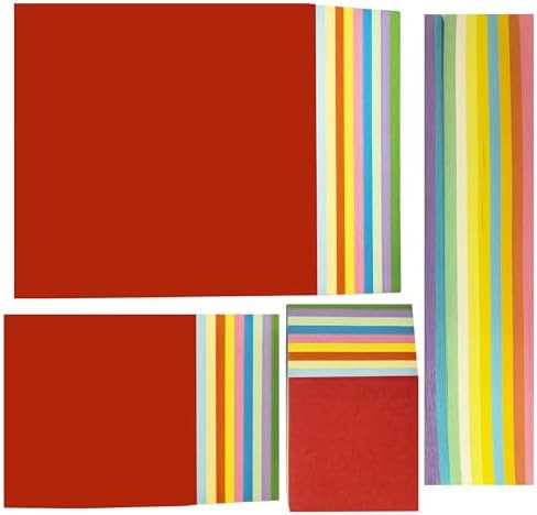 840 Pcs Origami Paper, Stars Colorful Strips Square Paper Double Sided Colored Paper Artistic Designing Gift (840)