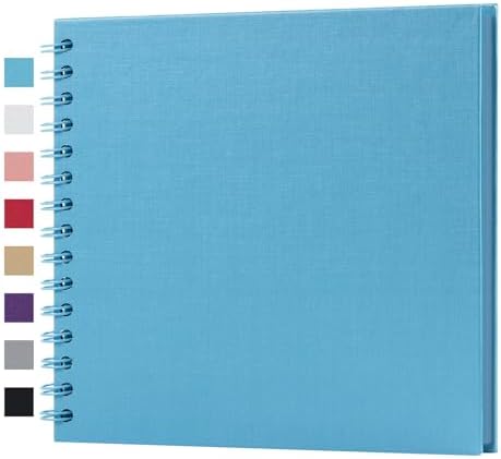potricher 8 x 8 Inch DIY Scrapbook Album 40 Pages with Kraft Paper, Blue | Thick Kraft Paper Scrap Book Photo Albums, Memory Book for Wedding, Anniversary, Baby, Family, Travel, DIY Projects
