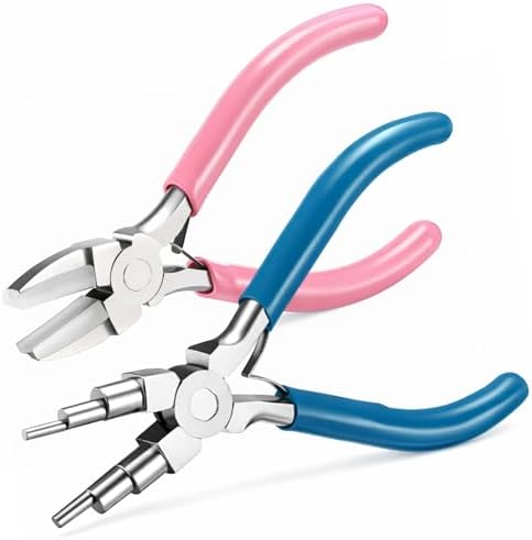 Mudder 2 Pcs Jewelry Making Tool 6 in 1 Bail Making Plier,Blue and Pink