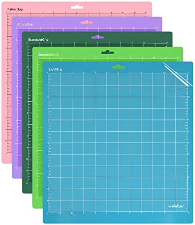 5 Pack Cutting Mats for Silhouette Cameo 5/4/3/2/1, 12x12 Inch StandardGrip/LightGrip/StrongGrip/FabricGrip, Cutting Mats for Sewing, Quilting, Crafts