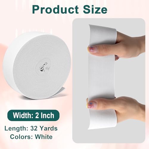 Airisoer Elastic Bands for Sewing 2 Inch x 32 Yards, White