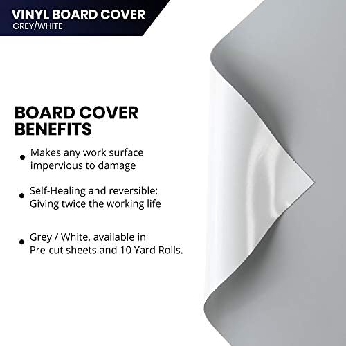 Pacific Arc Vinyl Board Cover. Self Healing and Stain Resistant Gray/White Sheet, 18 inches by 24 inches