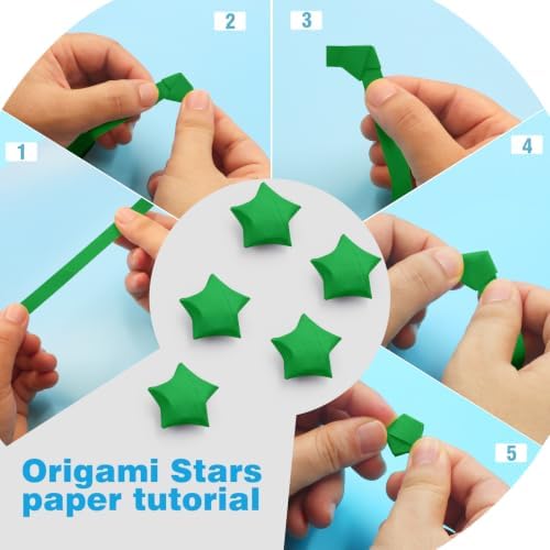 FoDau770 Solid Color Star Paper Strips - 360 Sheet, Green