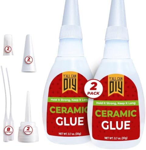 Y’allCanDiy Ceramic Glue Repair for Pottery, Porcelain, Super Glue 2 Pack