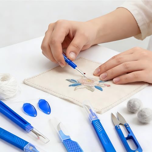 CllyCnny Seam Rippers for Sewing, 2 Big and 2 Small Stitch Remover Tools, with Automatic Needle Threaders, Thread Ripper with Thread Snips for Fabric, Quilting, Dressmaking
