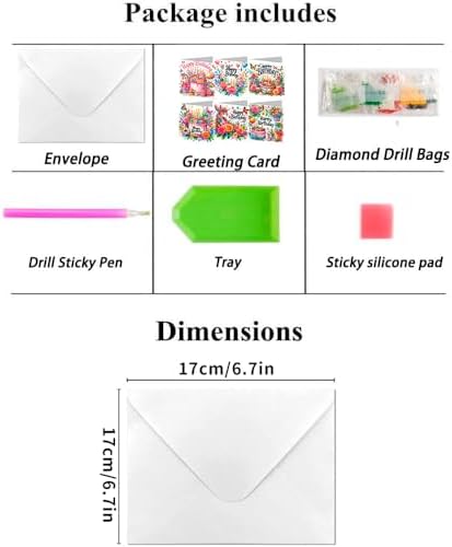 ACSAUMMY Diamond Art Happy Birthday Cards, 6 Pack 5D Diamond Greeting Cards Kits for Adults DIY Diamond Art Birthday Cards with Envelopes Birthday Gifts for Families, Friends, Partners