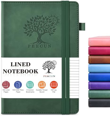 Lined Notebook 5.9"x8.5", Hardcover Leather Journal for Women Men,160 Pages | Medium Size 100 Gsm Writing Journal, Leather Journaling Notebooks for Work School Business Travel Note taking & Daily Diary