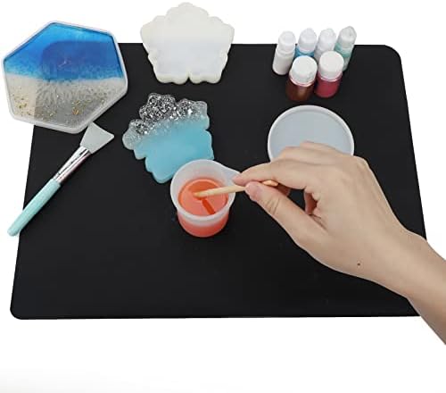Gartful 2 Pack Silicone Crafting Mats, 15.7" x 11.8" Silicone Mat for Crafts, Large Heat Resistant Sheet for Jewelry Casting, Epoxy Resin, Painting, Counter Table Protector, Placemat, Nonstick, Black