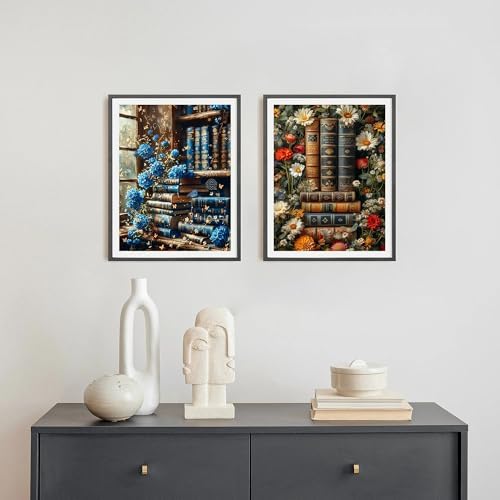 4 Pack Vintage Books Paint by Numbers for Adults with Framed Canvas 8x12in