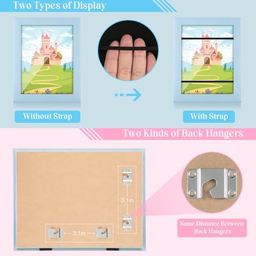 [2-Pack] Kids Art Frames, 8.5x11 Front Opening Kids Artwork Frames Changeable, Light Lake Blue Artwork Display Storage Frame for Wall, Holds 50 Pcs, for 3D Picture, Crafts, Children Drawing, Hanging