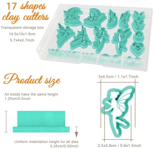 ORIGACH 17 Pcs Butterfly & Fairy Polymer Clay Cutters Set