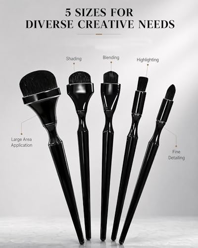 5Pcs Graphite Blending Brushes for Sketching, Dry Brush Miniature Painting | Charcoal Drawing Tools Set for Hand Painting, Artists, Hobbyists
