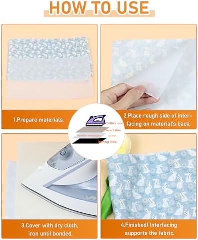 PLANTIONAL Medium Weight Black Iron-On Non-Woven Fusible Interfacing: 16.5" x 30yds Medium Weight Non-Woven Interfacing Iron On Polyester Single-Sided Interfacing for DIY Crafts Supplies
