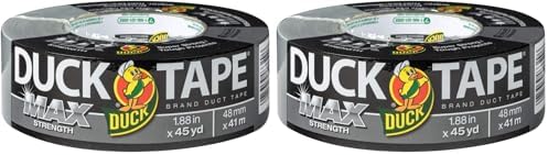 Duck Brand Max Strength Duct Tape - 2 Rolls - Heavy Duty Hold - 1.88 Inch x 45 Yards Each - Silver (240201)