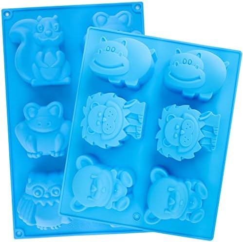 Beasea Animal Soap Molds, 2 Pack Large 3D Silicone Mat Chocolate Cake Candy Cookie Baking Making Clay Ice DIY Hard Resin Gummy Cube Tray Set Decoration Handmade Craft Bear Shape