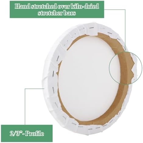 10 PCS Round Canvas Boards for Painting 8 Inch Circle Canvas Panel Round Stretched Canvas Blank Canvas White Round Paint Canvas for Oil, Acrylic, Gouache, Crafts