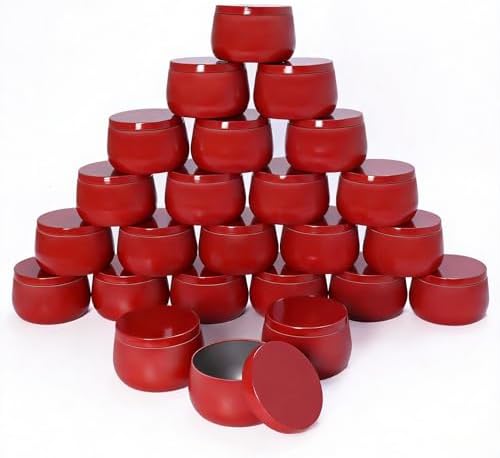 HOMAMAMOON 8oz Candle Tins | 24-Pack Premium Full Red 8 OZ Metal Candle Jars with Lids for Making Candles, Bulk Empty Candle Containers for Home DIY and Small Business