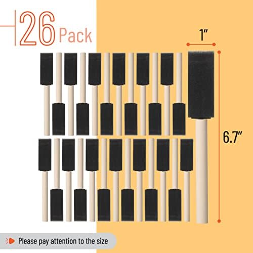 Bates- Foam Paint Brushes, 1 Inch, 26 Pack, Sponge Paint Brushes for Painting for Staining, Varnishes, and DIY Craft Projects