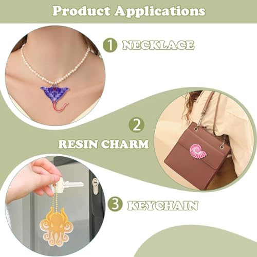 2Pcs Sea Animal Pendant Molds Turtle Shell Keyring Silicone Molds for Epoxy Resin Jewerly Pendant Making Casting Mold for DIY Necklaces Resin Charms
