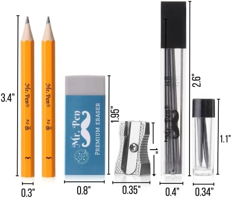 Mr. Pen- Professional Geometry Set, 15 pcs, Drafting Tools with Protractor | Compass, Metal Ruler, Triangles, Pens & Pencils, Complete Geometry & Drafting Kit for Architects, Engineers & Students