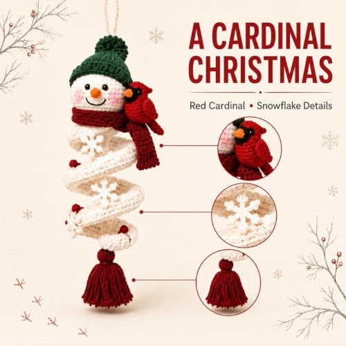 Crochet Snowman Spiral Ornament DIY Kit, Christmas Craft for Adults