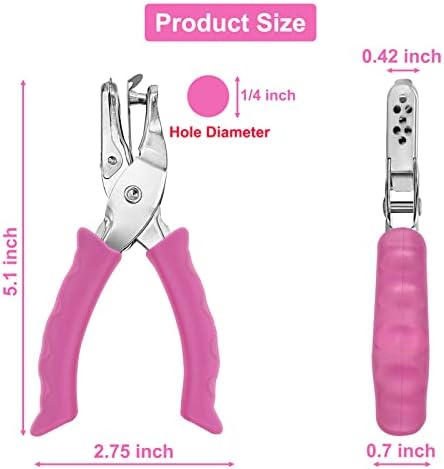 Single Hole Punch Paper Hole Puncher for Crafts, One Hole Punch with Pink Soft Grip Handle, Hole Punchs for Kids and Adults, Handheld Circle Punch for Paper Crafts in Home, Office, Classroom, 3Pack