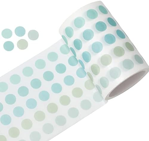 YUBBAEX Morandi 5/16" Dot Washi Tape Round Stickers 1250 Dots Stickers for Bullet Journal Planner Scrapbooking 2 3/8" x 10‘ (Cool Mint)