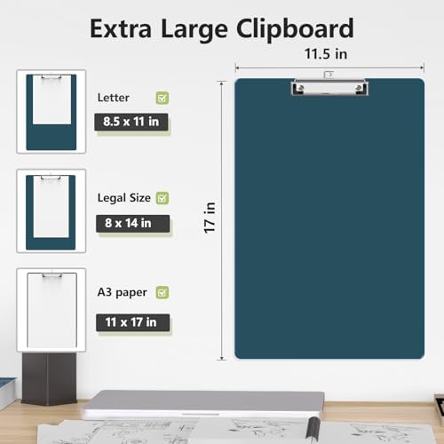 11 x 17 Extra Large Clipboard 2 Pack, Teal Clip Board