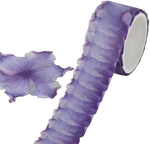 200 Pcs Blue Flower Petal Washi Tape Stickers – 2cm Wide Decorative Adhesive Masking Tape for Scrapbooking, Journals, DIY Crafts, School Projects, Gift Wrapping & Aesthetic Stationery Supplies