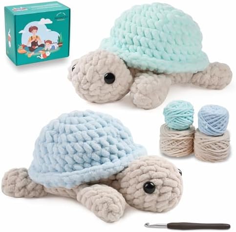 Eelexa Turtle Crochet Kit for Beginners, 2 Amigurumi Projects