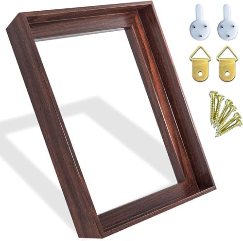 Canvas Floater Frame for 1 to 1.25 Inch Deep Gallery Wrapped Canvas, Modern Wood Grain Textured Floating Frame for Finished Oil Paintings & Wall Art, Durable Lightweight Polyresin, Made in USA (Dark Brown,10 x 14 Inch)