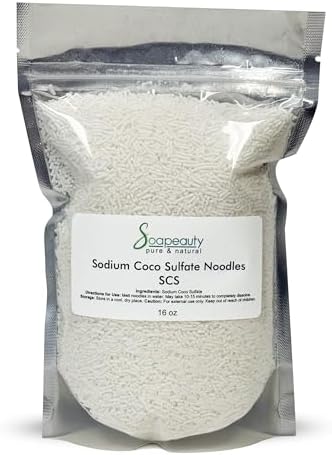 Soapeauty Sodium Coco Sulfate (SCS) Noodles | Coconut Oil Surfactant for Shampoo Bars, Soap Making, Body Wash, Cleansers & DIY Skin Care | 16 oz