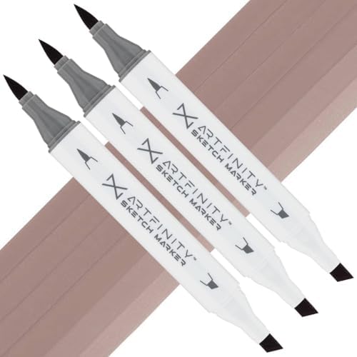 Artfinity Sketch Markers - Set of 3 - Brain RV8-5, Vibrant, Professional, Dye-Based Alcohol Markers for Artists, Drawing, Travel, & More