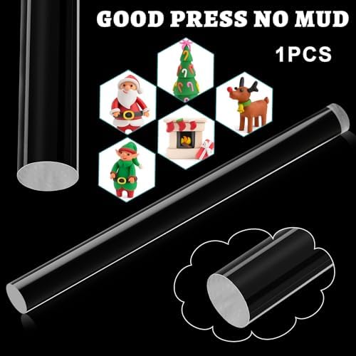 Clabby 1 Pieces Acrylic Clay Roller Plastic Polymer Pin, 13 x 0.98 Inch | Clear Plastic Tube Roller, Small Rolling Pins for Crafts, Bulk Pack Handmade Art Supplies, Smooth Surface DIY Projects