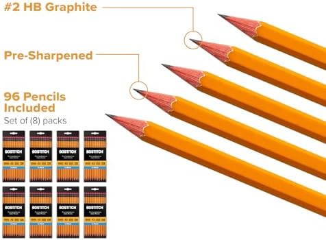 Bostitch Office Premium #2 Pencils, American Cedar Wood, Pre-Sharpened, HB Graphite, 60-Pack