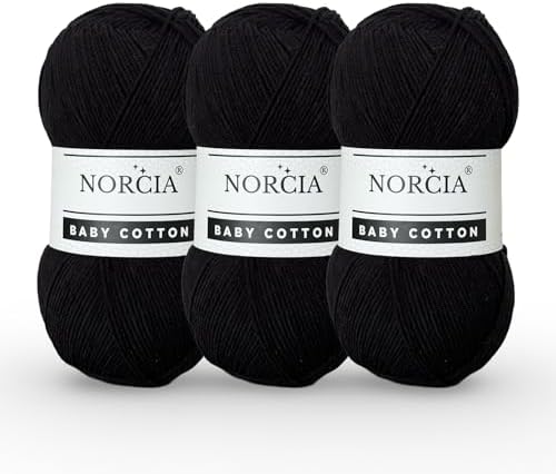 Baby Cotton, 55% Cotton 45% Acrylic Yarn, Fine/Sport (2) for Crochet and Knitting, Soft Amigurumi Yarn, 100 gr (361 yds)