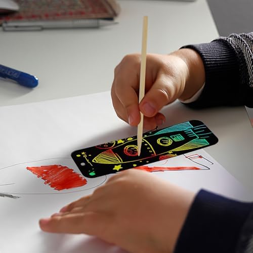 PEASUG Scratch Art for Kids, 40 Sets in 5 Styles Scratch Art Bookmarks