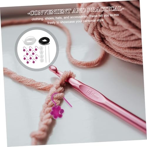 DOITOOL 1 Set Knitting Tool Kit with Double Needle Protectors Slip Stitch Markers Prevent Yarn Slippage for DIY Crochet Projects Scarves Hats Garments