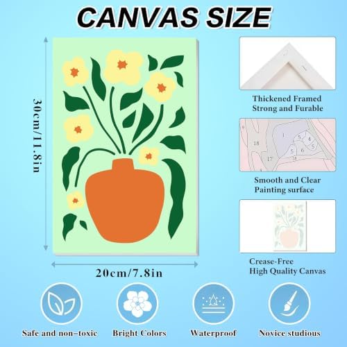 4 Pack Framed Flowers Paint by Numbers Kits for Adults with Easel (8x12in)