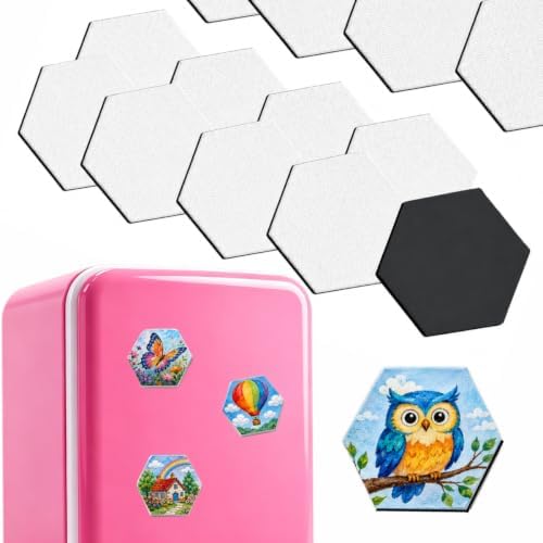 15 Pack Hexagon Magnetic Canvas Panels, 3 Inch Mini Painting Boards