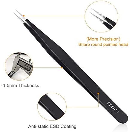 6PCS Precision Tweezers Set, Upgraded Anti-Static Stainless Steel Tweezers | For Electronics, Laboratory Work, Jewelry-Making, Craft, Soldering, etc, by kaverme