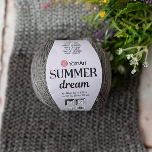 YarnArt Summer Dream Yarn 383 yd Fine Cotton Viscose, 70% Cotton 30% Viscose, Lightweight Knitting Yarn, Crochet Yarn for Summer Tops, Shawls, Cardigans, Baby Clothes & Accessories (4316, Pack of 1)