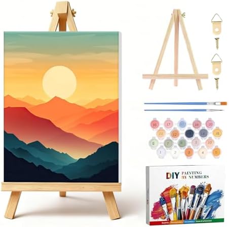 Amaieuin Sunrise Paint by Number Adult,Paint by Numbers Adults with Frame Easel,Adult Paint by Numbers for Home Wall Art Decor 12x8in