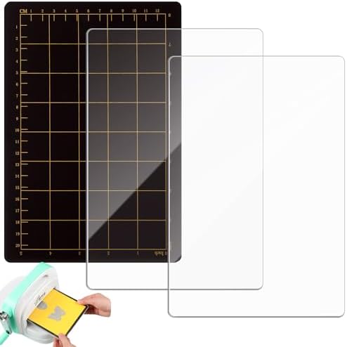 Threehoney 3 Pcs Die Cutting Plates 6" x 9" Magnetic Shim Cutting Plates | Magnetic Shim with Card Grids for Alignment, 2 Clear Acrylic Plates, Fits Embossing Machines Crafts Pad Accessory